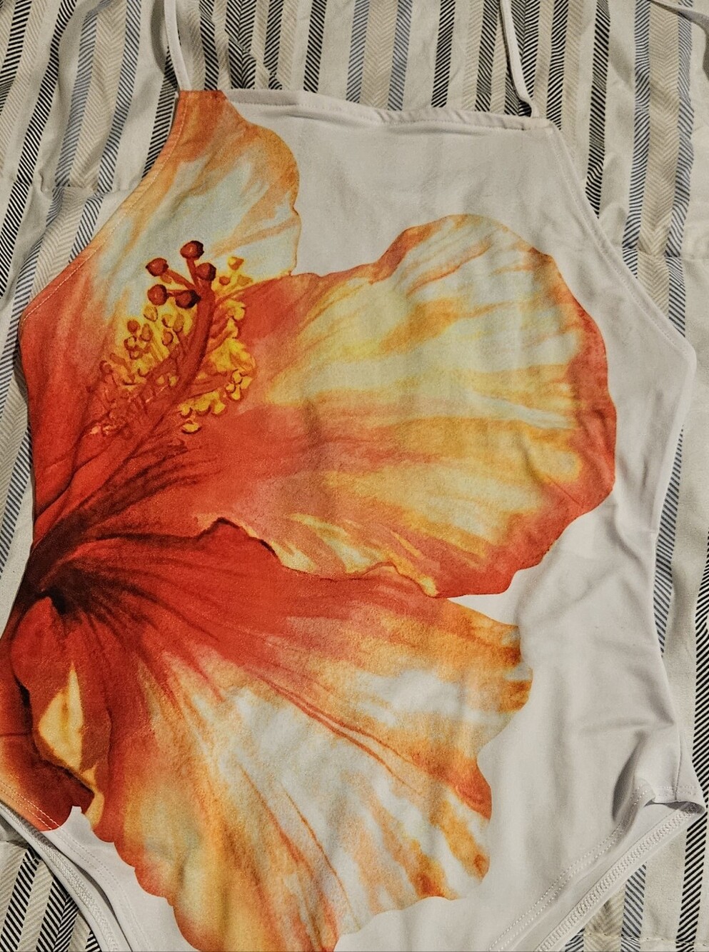 Fashion Nova White Tank Top with Orange and Yellow Floral Print